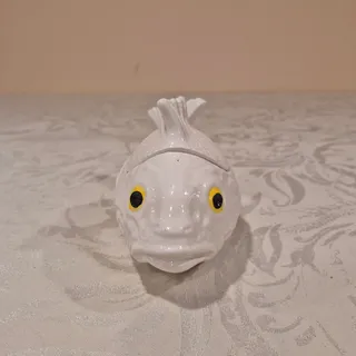 Photo of Vintage Small White Ceramic Fish Soup Tureen from Japan