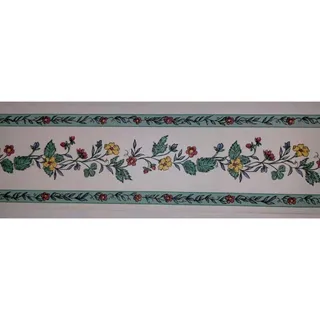 Photo of Sanitas Classic Series - Pre-pasted Vinyl Border 15 ft - Dk Pink Yellow Flowers