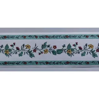 Photo of Sanitas Classic Series - Pre-pasted Vinyl Border 15 ft - Dk Pink Yellow Flowers
