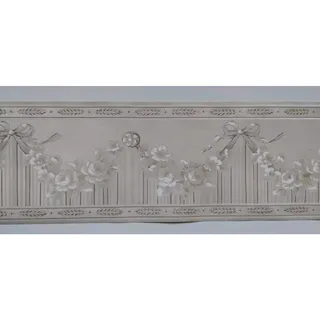 Photo of Pre-pasted Decorative Wall Border - Floral Swag with Bow - Italy - 5.5 yds