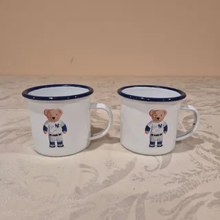 Photo of 2 Oris Bear New York Yankees Enameled SGA MLB Baseball Metal Camping Mug Cups