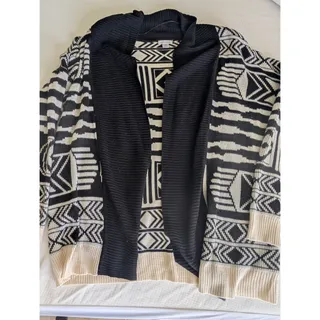 Photo of Xhilaration Open Cardigan sweater Womens Large Black/white Aztec Boho, Hipster