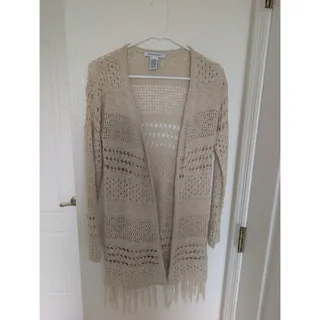 Photo of 99 Jane Street Women's S Beige Open Cardigan Crochet & Pointella knit, Cottage