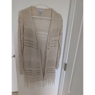 Photo of 99 Jane Street Women's S Beige Open Cardigan Crochet & Pointella knit, Cottage