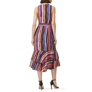 Photo of Great Jones Wrap Midi Dress Women's Small Black Pink Vibrant Orchid V-Neck RTR