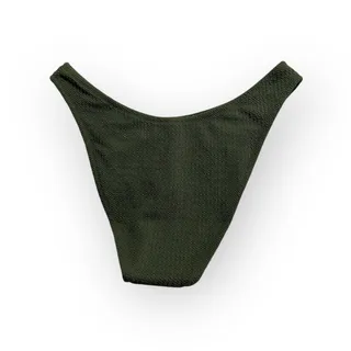 Photo of J.Crew Cheeky Bikini Bottom Women's Medium Green Textured Curved-Waist NWT