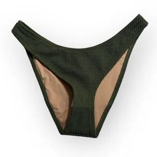 Photo of J.Crew Cheeky Bikini Bottom Women's Medium Green Textured Curved-Waist NWT